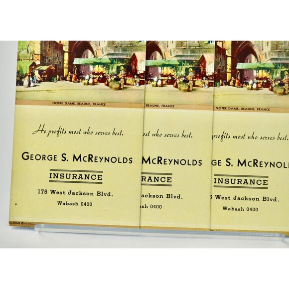 George McReynolds Insurance Wabash Blotting Cards Vintage Unused - Picture 2 of 4